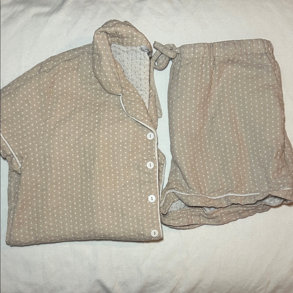 White Birch Beige Polka Dot Loungewear